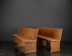 Pamono Vintage Oak Benches, 1960s, Set of 2><noscript><img width=