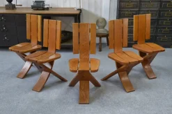 Pamono Vintage Oak Chairs from Seltz, 1970s, Set of 5> Side Chairs & Dining Chairs