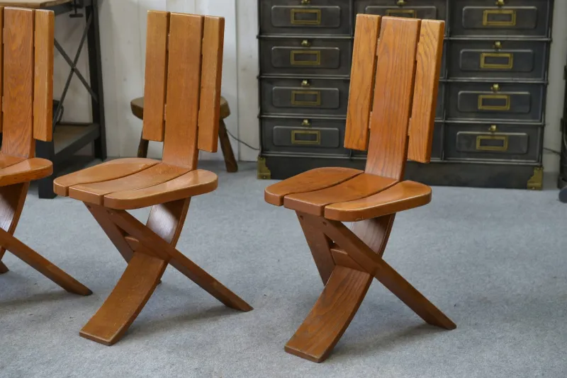 Pamono Vintage Oak Chairs from Seltz, 1970s, Set of 5> Side Chairs & Dining Chairs