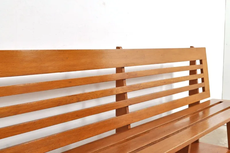 Pamono Vintage Oak Monastery Hair Salon Waiting Bench, 1950s> Benches