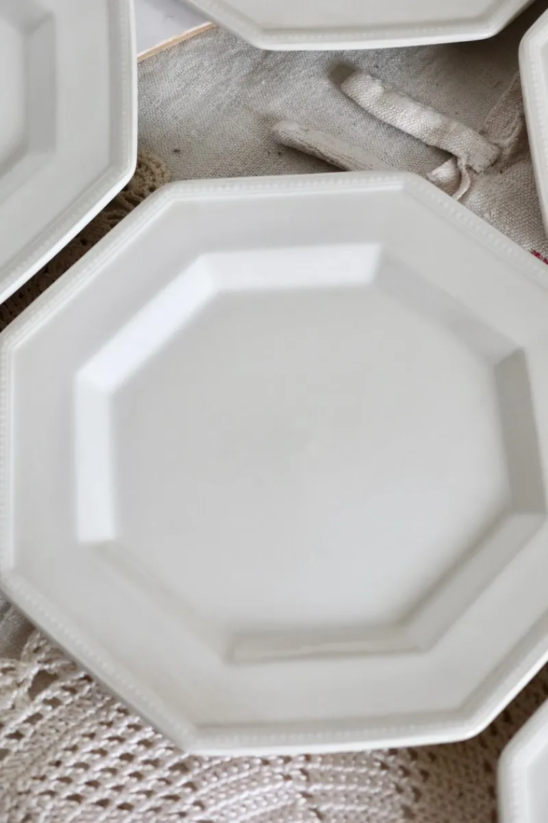 Pamono Vintage Octagonal Beaded Flat Dessert Plates by Johnson Brothers, 1980s, Set of 6