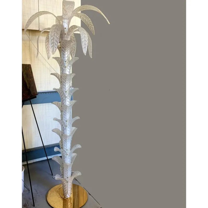 New Pamono Vintage Opalino Palm Tree Murano Glass Floor Lamp by Simoeng
