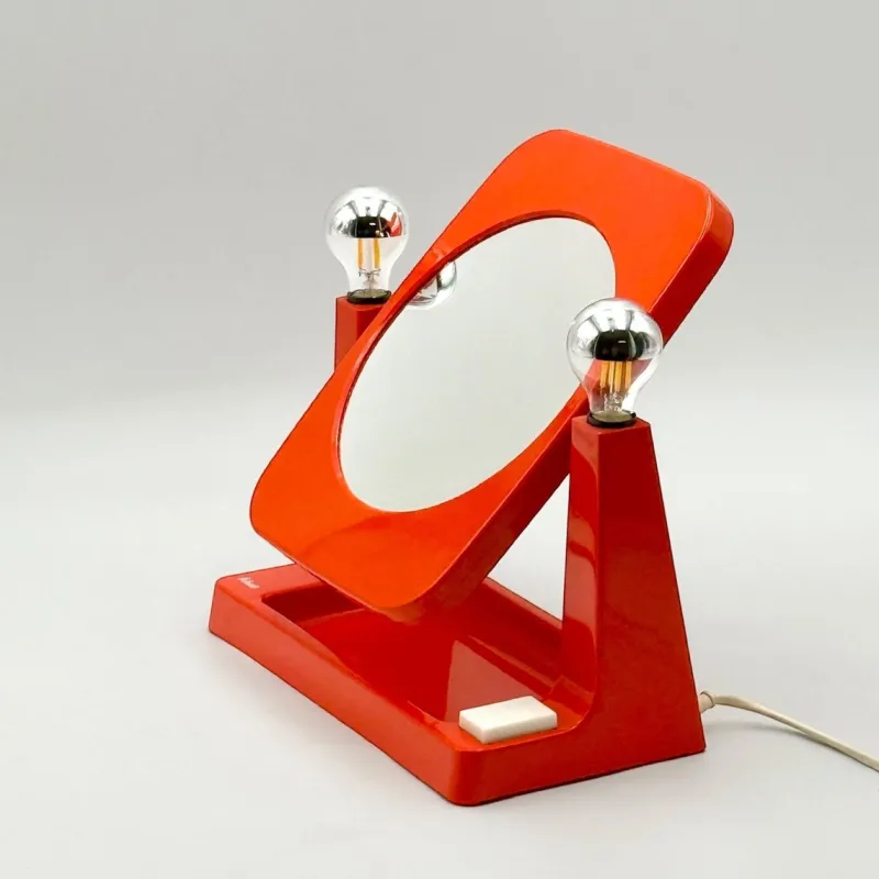 Discount Pamono Vintage Orange Dual Mirror with Lights from Schott, 1970s