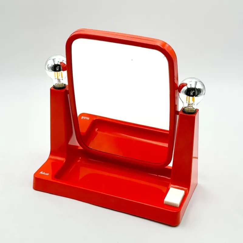 Discount Pamono Vintage Orange Dual Mirror with Lights from Schott, 1970s