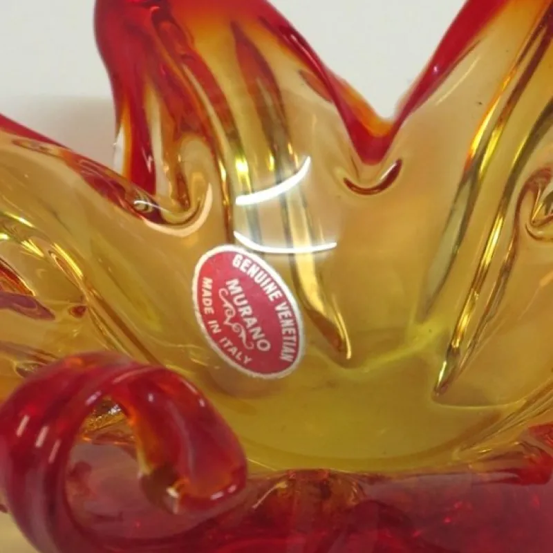 Pamono Vintage Orange Murano Glass Bowl> Bowls