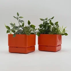 Pamono Vintage Orange Planters by Nena Balsari for Vastill / Reflex, Italy, 1970s, Set of 2><noscript><img width=