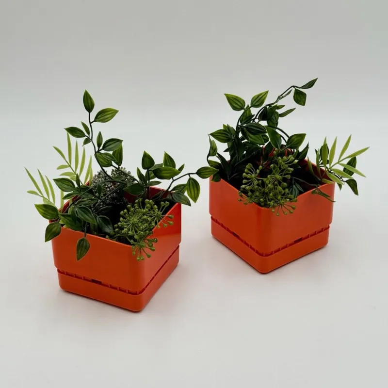 Pamono Vintage Orange Planters by Nena Balsari for Vastill / Reflex, Italy, 1970s, Set of 2> Planters And Jardiniere