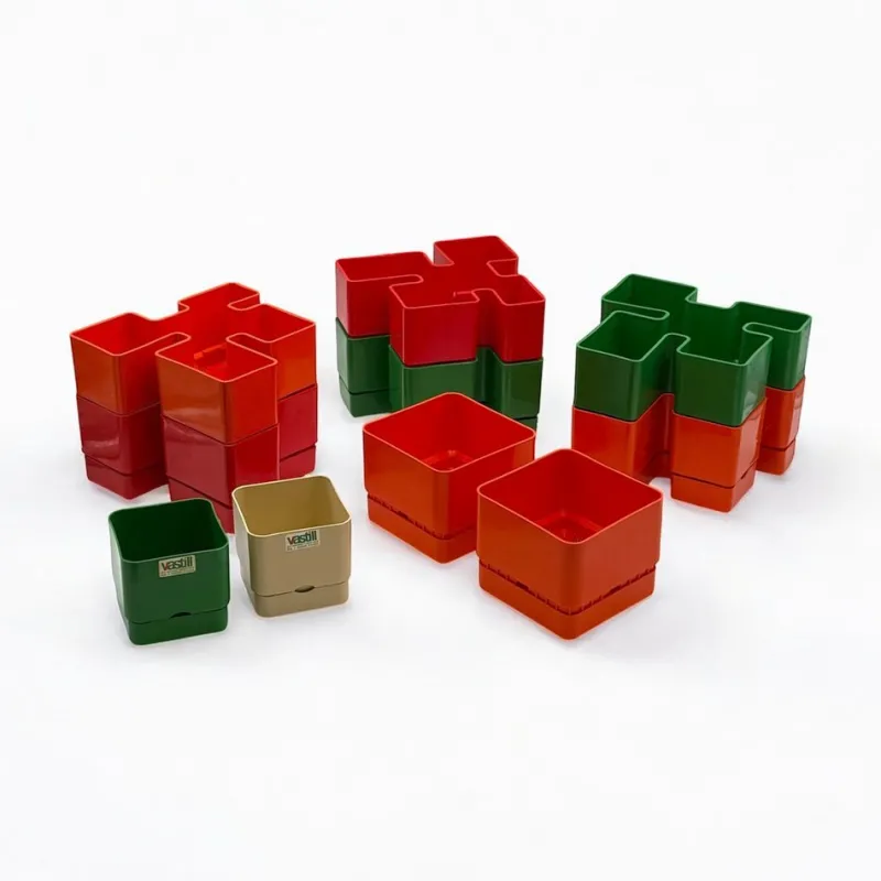 Pamono Vintage Orange Planters by Nena Balsari for Vastill / Reflex, Italy, 1970s, Set of 2> Planters And Jardiniere