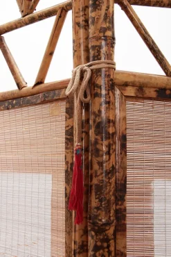 Pamono Vintage Oriental Folding Screen in Bamboo with Fabric, 1960s><noscript><img width=