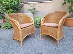 Pamono Vintage Outdoor Armchairs in Rattan and Bamboo, 1960s, Set of 2><noscript><img width=