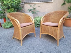 Pamono Vintage Outdoor Armchairs in Rattan and Bamboo, 1960s, Set of 2><noscript><img width=