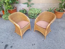Pamono Vintage Outdoor Armchairs in Rattan and Bamboo, 1960s, Set of 2><noscript><img width=