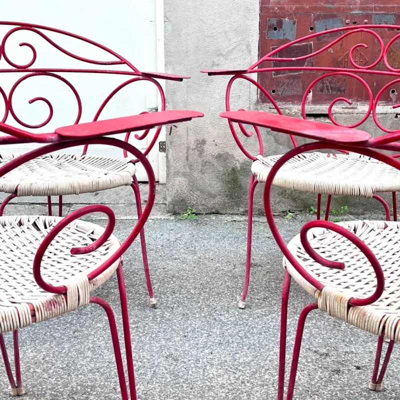 Pamono Vintage Outdoor Chairs with Lacquered Metal Structure, 1960s, Set of 4> Garden Seating