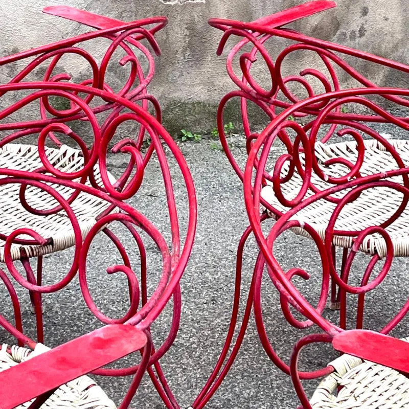 Pamono Vintage Outdoor Chairs with Lacquered Metal Structure, 1960s, Set of 4> Garden Seating