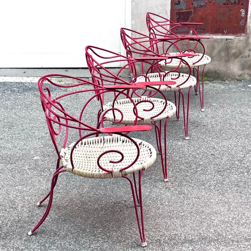 Pamono Vintage Outdoor Chairs with Lacquered Metal Structure, 1960s, Set of 4> Garden Seating
