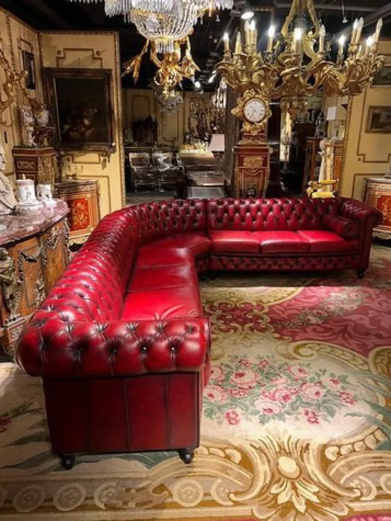 New Pamono Vintage Oxblood Red Chesterfield Corner Couch
