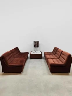 Pamono Vintage Padded Velvet Modular Sofa, 1970s, Set of 7> Couches & Sofas