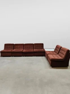 Pamono Vintage Padded Velvet Modular Sofa, 1970s, Set of 7> Couches & Sofas