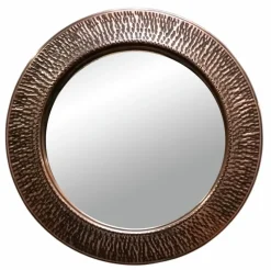 Outlet Pamono Vintage Patinated and Hammered Copper Wall Mirror by Angelo Bragalini, 1960s