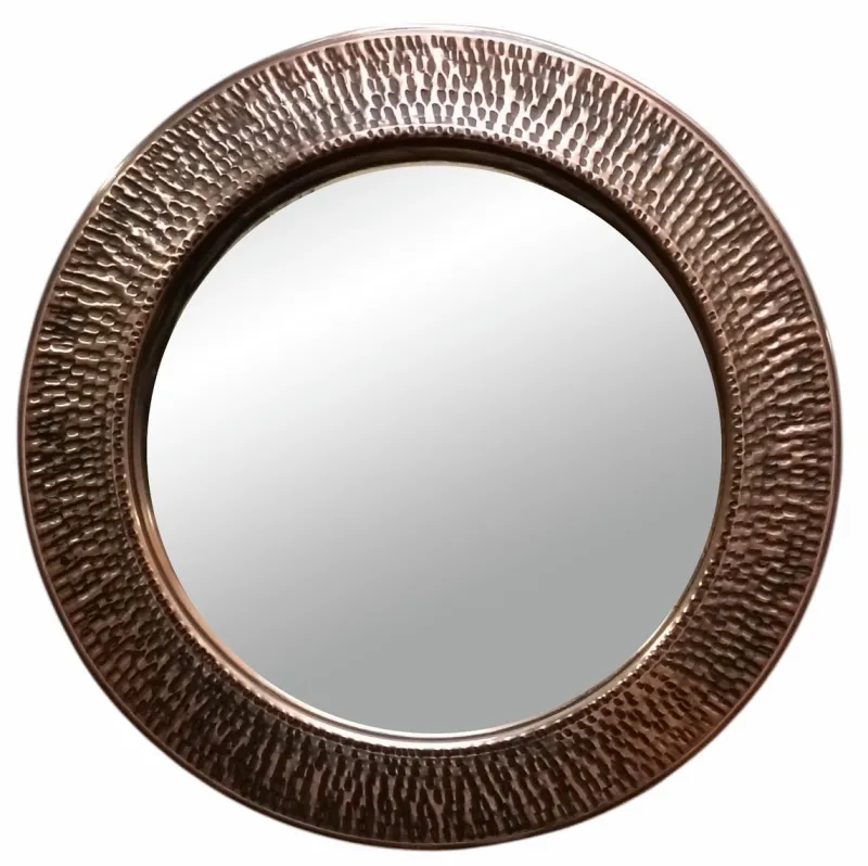Outlet Pamono Vintage Patinated and Hammered Copper Wall Mirror by Angelo Bragalini, 1960s