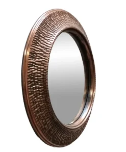 Outlet Pamono Vintage Patinated and Hammered Copper Wall Mirror by Angelo Bragalini, 1960s