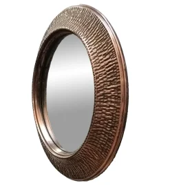 Outlet Pamono Vintage Patinated and Hammered Copper Wall Mirror by Angelo Bragalini, 1960s