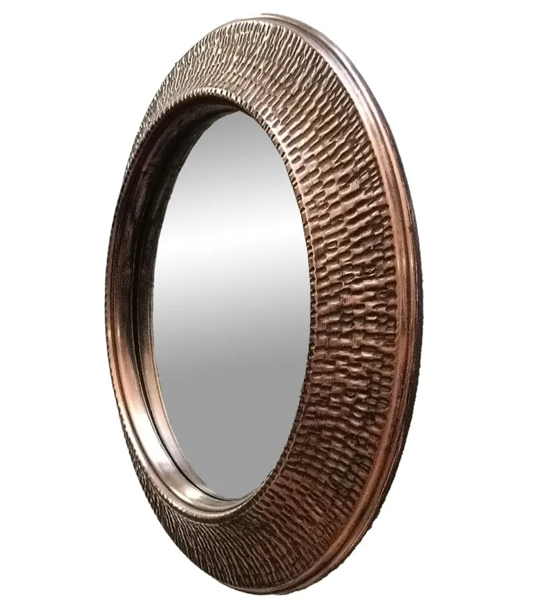Outlet Pamono Vintage Patinated and Hammered Copper Wall Mirror by Angelo Bragalini, 1960s