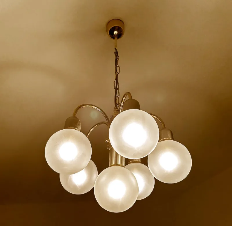 Pamono Vintage Pendant Light in Glass from Honsel, 1970s