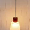 Online Pamono Vintage Pendant with White Glass Shade and Small Red Ceramic Cover, 1970s