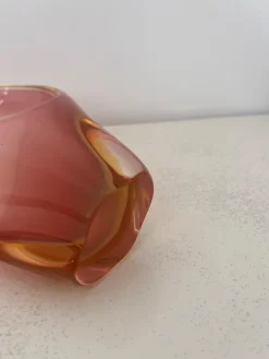 Pamono Vintage Pink and Yellow Murano Basket, 1950s><noscript><img width=