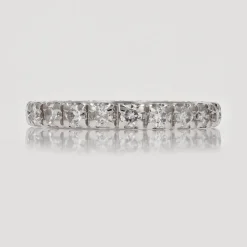 Pamono Vintage Platinum Diamonds Wedding Ring, 1950s
