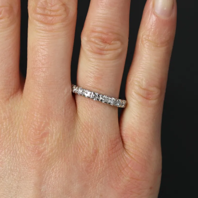 Pamono Vintage Platinum Diamonds Wedding Ring, 1950s