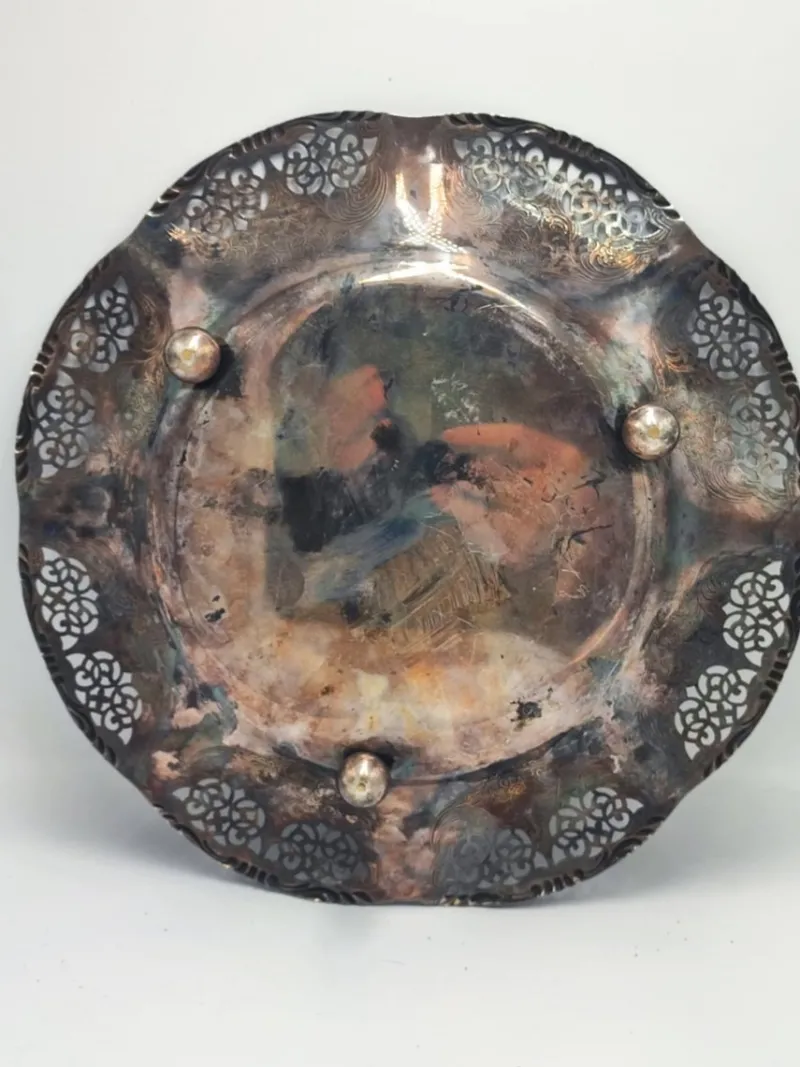 Outlet Pamono Vintage Platter in Silver-Plated Brass, 1940s