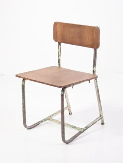 Best Pamono Vintage Plywood & Steel School Chair, 1970s