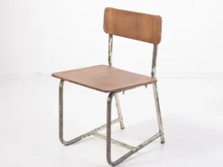 Best Pamono Vintage Plywood & Steel School Chair, 1970s