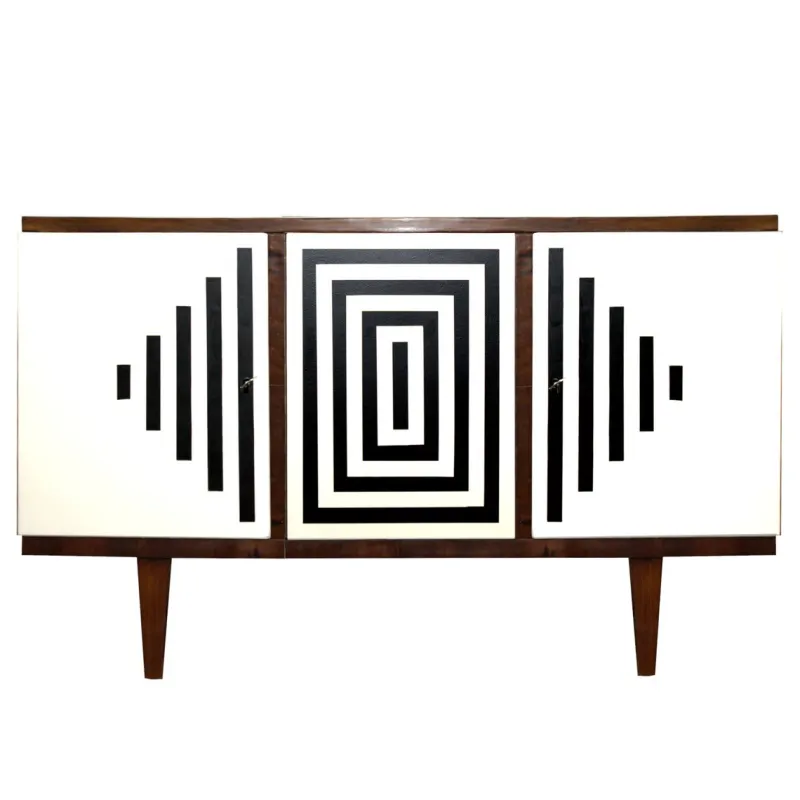 Pamono Vintage Polish Cabinet with Op Art Motif, 1960s> Cabinets & Wardrobes