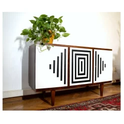 Pamono Vintage Polish Cabinet with Op Art Motif, 1960s> Cabinets & Wardrobes