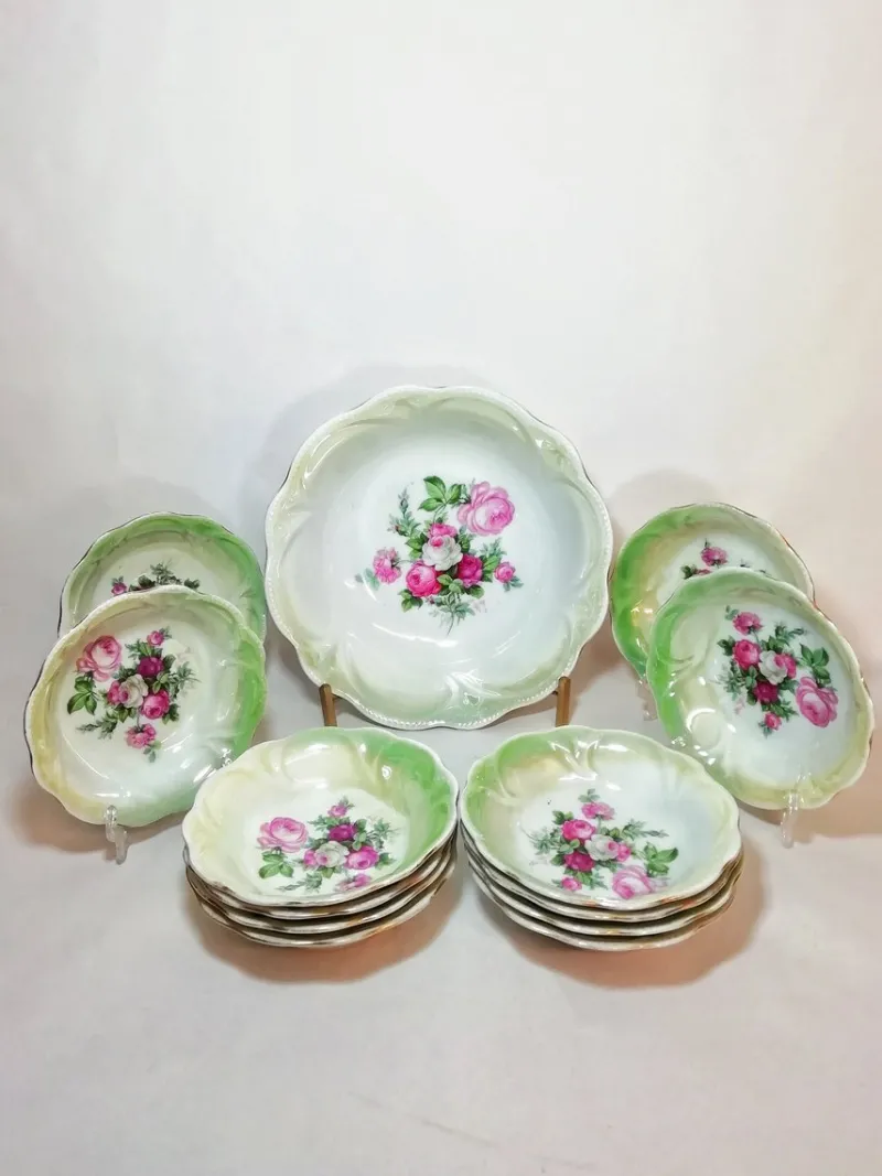 Pamono Vintage Porcelain Tableware Set, 1930s, Set of 13> Dinner Plates & Bowls