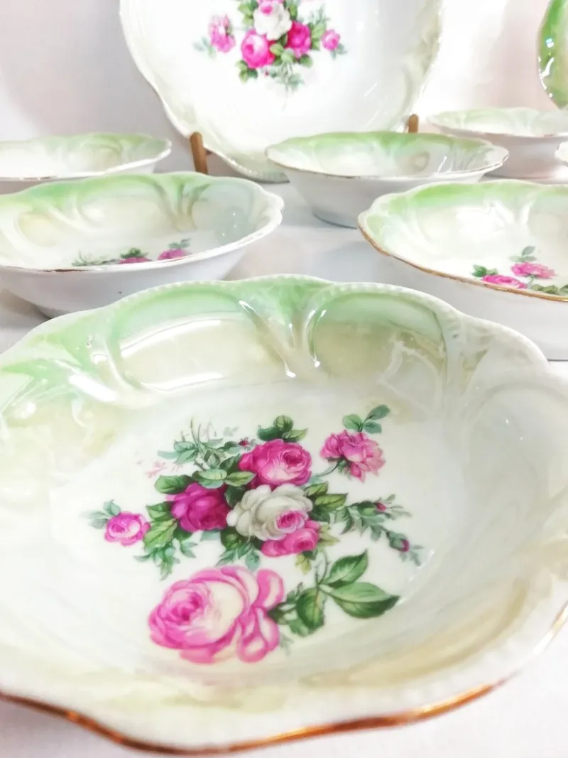 Pamono Vintage Porcelain Tableware Set, 1930s, Set of 13> Dinner Plates & Bowls