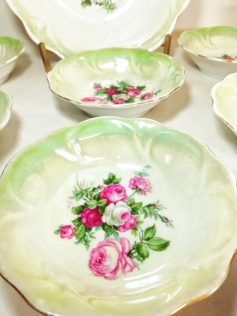 Pamono Vintage Porcelain Tableware Set, 1930s, Set of 13> Dinner Plates & Bowls