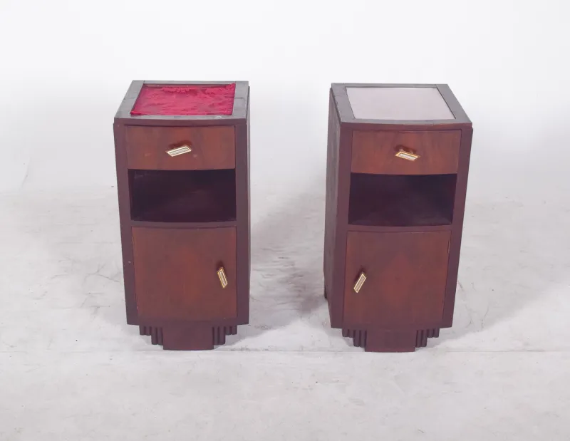 Pamono Vintage Portuguese Deco-Style Bedside Tables, 1920, Set of 2