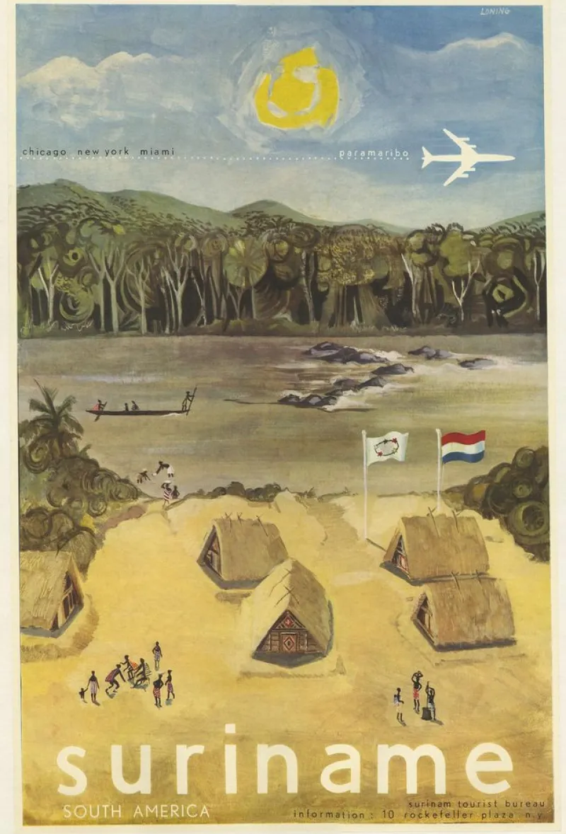 Pamono Vintage Poster from the Suriname Tourist Bureau, 1950s> Posters|Wall Decor