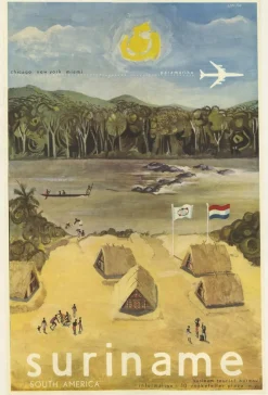 Pamono Vintage Poster from the Suriname Tourist Bureau, 1950s><noscript><img width=