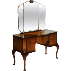 Best Pamono Vintage Queen Anne Style Legs Dressing Table with Large Mirror