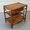 Sale Pamono Vintage Rattan and Leather Bar Cart