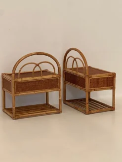 Pamono Vintage Rattan Bedside Tables, 1980s, Set of 2><noscript><img width=