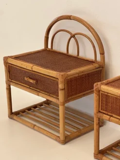 Pamono Vintage Rattan Bedside Tables, 1980s, Set of 2><noscript><img width=