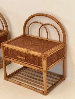Pamono Vintage Rattan Bedside Tables, 1980s, Set of 2><noscript><img width=
