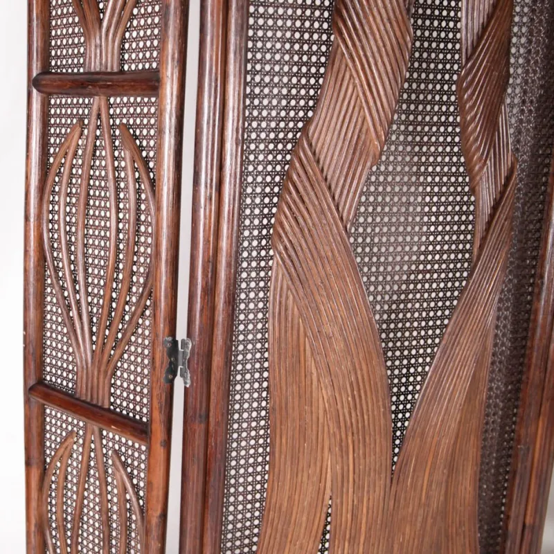 Pamono Vintage Rattan Folding Screens, 1970s, Set of 2> Room Dividers & Screens