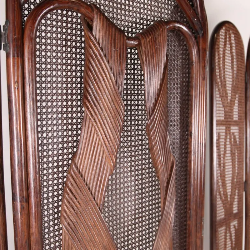 Pamono Vintage Rattan Folding Screens, 1970s, Set of 2> Room Dividers & Screens